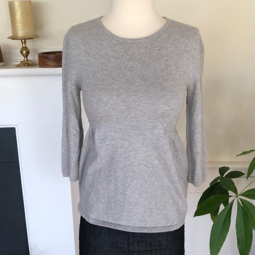 Banana Republic Light Gray 3/4 Sleeve Knit Sweater Women's XS Pullover